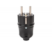 Разборная прямая вилка IEK ВПп10-02-Ст, с заземляющим контактом, 16А, черная EVP10-16-01-K02