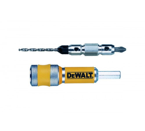 Быстросменный узел DEWALT DT7601, хвостовик, бита PZ2, пилотное сверло с зенкером для шурупов толщиной 4 мм, Flip&Drive DT7601-XJ