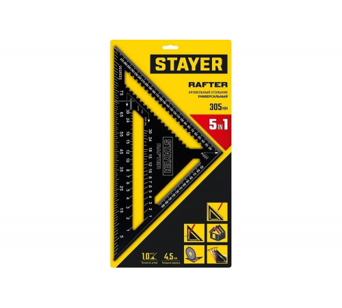 STAYER 300 мм, угольник кровельный универсальный 5-в-1 Rafter 34306-30 STAYER 300 мм, угольник кровельный универсальный 5-в-1 Rafter 34306-30