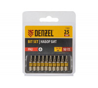 Набор бит PH2, 25 мм, сталь S2, шестигранный профиль, 10 шт Denzel 11652