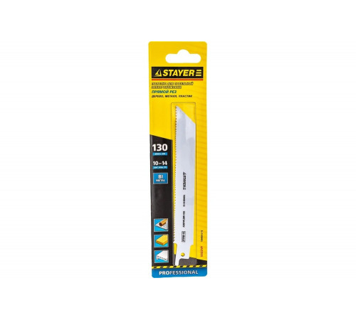 STAYER 130 мм, по металлу Bi-Met, полотно S922VF к сабельной электроножовке 159450-U-13 Professional STAYER 130 мм, по металлу Bi-Met, полотно S922VF к сабельной электроножовке 159450-U-13 Professional