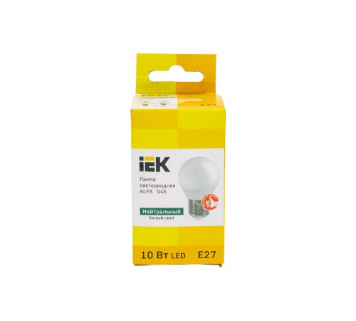 Лампа IEK LED ALFA G45 шар 10Вт 230В 4000К E27 LLA-G45-10-230-40-E27 Лампа IEK LED ALFA G45 шар 10Вт 230В 4000К E27 LLA-G45-10-230-40-E27