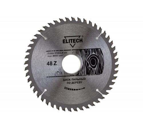 Диск пильный по дереву (160х32/30 мм; 1.8 мм; 48Z) Elitech 1820.055000