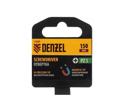 Отвертка Denzel PZ3x150 мм, CrV, трехкомпонентная рукоятка 12209