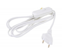 Шнур с выключателем IEK УШ-1КВ, 2м, ПВС 2x0,75, 6А, ИЭК WUP20-02-K01