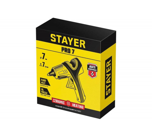 STAYER d=7 мм, 7 г/мин пистолет термоклеевой электрический PRO 7 0681-07 STAYER d=7 мм, 7 г/мин пистолет термоклеевой электрический PRO 7 0681-07