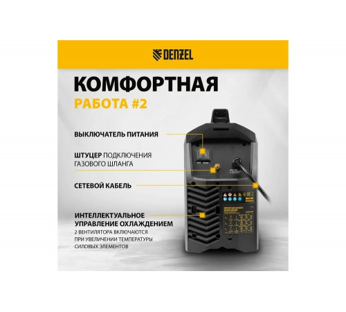 Инверторный аппарат полуавтоматической сварки Denzel multimig-200dp synergy double pulse, 200а 94313 Инверторный аппарат полуавтоматической сварки Denzel multimig-200dp synergy double pulse, 200а 94313
