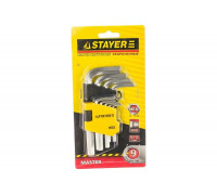 Набор имбусовых коротких ключей 9 предметов STAYER MASTER 2740-H9