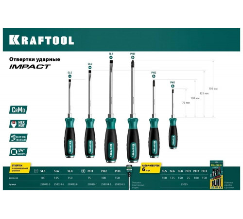 KRAFTOOL PH2х100 мм, отвертка ударная 250034-2