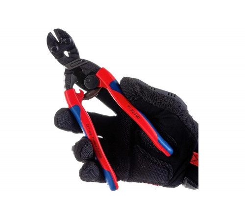 Болторез Knipex, CoBolt, компактный, с пружиной, голова 20 градусов, 200 мм, черный, 2К ручки, KN-7122200SB
