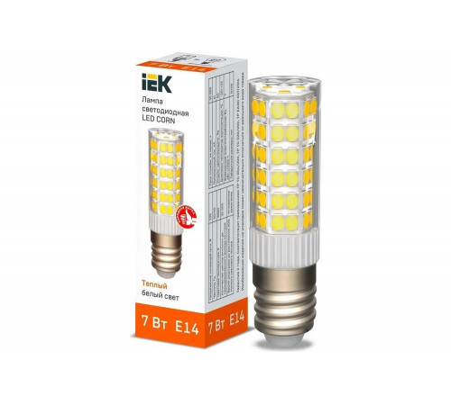 Светодиодная лампа IEK corn капсула 7вт 230в 3000к керамика e14 LLE-CORN-7-230-30-E14 Светодиодная лампа IEK corn капсула 7вт 230в 3000к керамика e14 LLE-CORN-7-230-30-E14