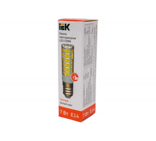 Светодиодная лампа IEK corn капсула 7вт 230в 3000к керамика e14 LLE-CORN-7-230-30-E14 Светодиодная лампа IEK corn капсула 7вт 230в 3000к керамика e14 LLE-CORN-7-230-30-E14