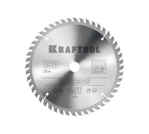 Диск пильный по дереву KRAFTOOL Precission 190x20 мм, 48Т 36952-190-20