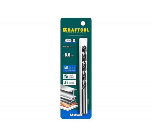 KRAFTOOL Ø 8 х 117 мм, HSS-G, сталь М2 (S6-5-2), класс A, сверло по металлу 29651-8 Pro KRAFTOOL Ø 8 х 117 мм, HSS-G, сталь М2 (S6-5-2), класс A, сверло по металлу 29651-8 Pro