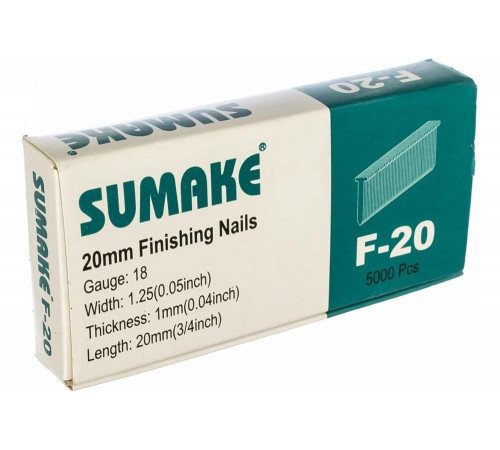 Гвозди (20 мм) 5000 шт для гвоздезабивателей F18/30; F18/50 Sumake F-20 Гвозди (20 мм) 5000 шт для гвоздезабивателей F18/30; F18/50 Sumake F-20