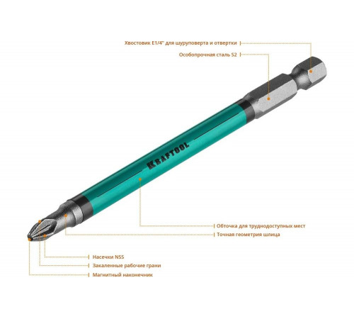 KRAFTOOL PZ2, 100 мм, 10 шт., Cr-Mo сталь, набор бит Optimum Line 26124-2-100-10 KRAFTOOL PZ2, 100 мм, 10 шт., Cr-Mo сталь, набор бит Optimum Line 26124-2-100-10