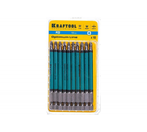 KRAFTOOL PZ2, 100 мм, 10 шт., Cr-Mo сталь, набор бит Optimum Line 26124-2-100-10 KRAFTOOL PZ2, 100 мм, 10 шт., Cr-Mo сталь, набор бит Optimum Line 26124-2-100-10