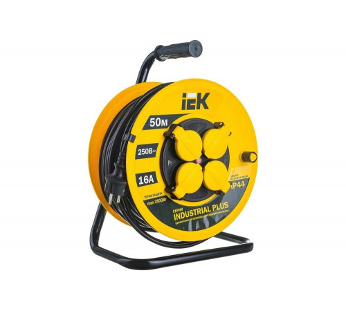 Удлинитель на катушке с термозащитой 4х50м УК50 3х1.5 IP44 IEK Industrial plus WKP15-16-04-50-44 280615 Удлинитель на катушке с термозащитой 4х50м УК50 3х1.5 IP44 IEK Industrial plus WKP15-16-04-50-44 280615