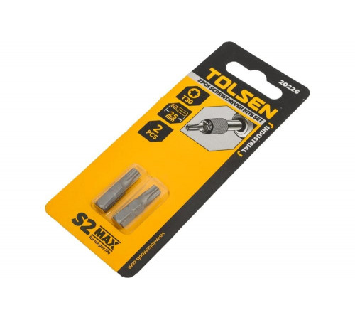 Набор вставок бит торцевых 1/4", Torx, T30, 25 мм, 2 шт TOLSEN TT20226 Набор вставок бит торцевых 1/4", Torx, T30, 25 мм, 2 шт TOLSEN TT20226