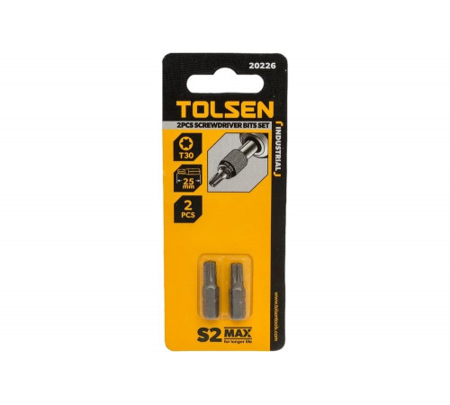Набор вставок бит торцевых 1/4", Torx, T30, 25 мм, 2 шт TOLSEN TT20226 Набор вставок бит торцевых 1/4", Torx, T30, 25 мм, 2 шт TOLSEN TT20226