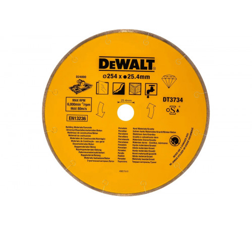 Диск алмазный по камню (254х25,4 мм) для плиткореза D24000 DEWALT DT 3734