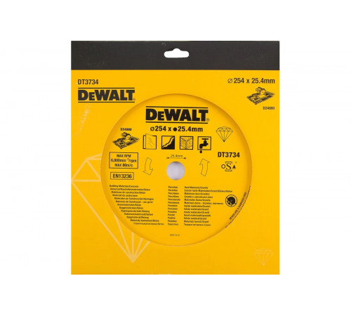 Диск алмазный по камню (254х25,4 мм) для плиткореза D24000 DEWALT DT 3734