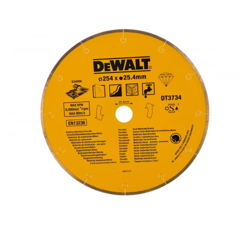 Диск алмазный по камню (254х25,4 мм) для плиткореза D24000 DEWALT DT 3734