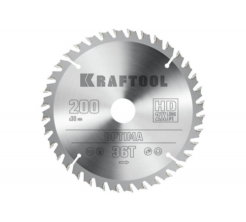 Диск пильный по дереву KRAFTOOL Optima 200x30 мм, 36Т 36951-200-30 Диск пильный по дереву KRAFTOOL Optima 200x30 мм, 36Т 36951-200-30