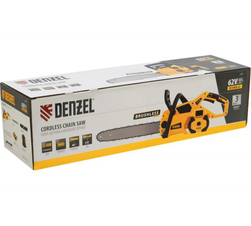 Аккумуляторная бесщеточная цепная пила Denzel, rcs 400-62, 400 мм, li-ion, 62в 58620