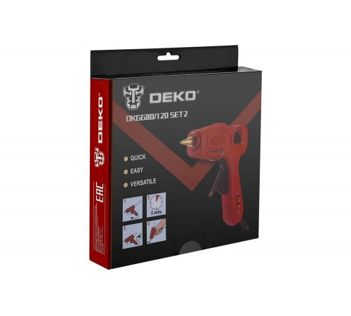Клеевой термопистолет DEKO DKGG120 120ВТ, SET2, c набором стержней (10 шт, 11 мм) 063-4976