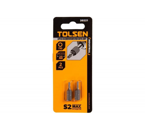 Набор вставок бит торцевых 1/4", Torx, T10, 25 мм, 2 шт TOLSEN TT20221 Набор вставок бит торцевых 1/4", Torx, T10, 25 мм, 2 шт TOLSEN TT20221