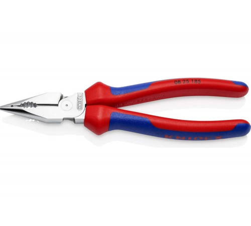 Комбинированные остроконечные плоскогубцы KNIPEX с удлинёнными губками, длина 185 мм, хром, двухкомпонентные ручки SB KN-0825185SB Комбинированные остроконечные плоскогубцы KNIPEX с удлинёнными губками, длина 185 мм, хром, двухкомпонентные ручки SB KN-0825185SB