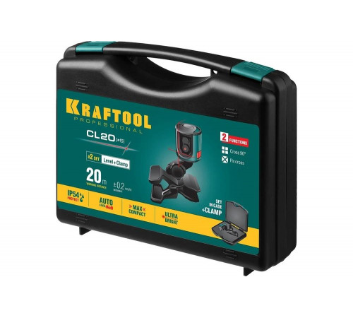 KRAFTOOL линейный лазерный нивелир с держателем в кейсе CL-20 5 34700-5 Professional KRAFTOOL линейный лазерный нивелир с держателем в кейсе CL-20 5 34700-5 Professional