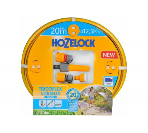 Набор для полива Hozelock: шланг Tricoflex Ultraflex 1/2", 20 м с коннекторами и наконечником 117004 Набор для полива Hozelock: шланг Tricoflex Ultraflex 1/2", 20 м с коннекторами и наконечником 117004