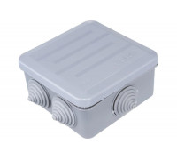 Распаечная коробка IEK 100x100x50, IP44, открытой проводки, КМ41255, 6 гермовводов, защелкивающаяся крышка UKOZ11-100-100-050-K41-44