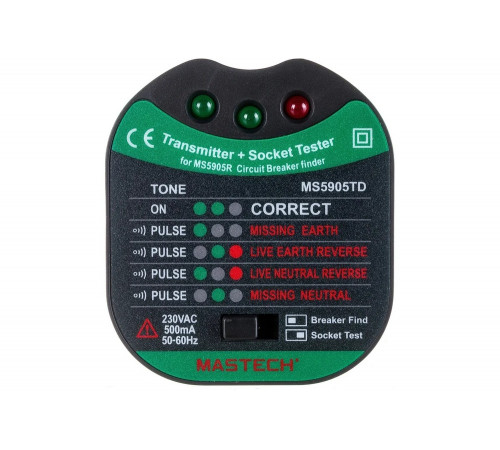 Тестер розеток, детектор автоматов Mastech MS5905RTD 13-1265