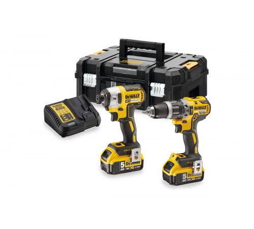 Набор аккумуляторный Dewalt 18 В: ударная дрель-шуруповерт DCD796 и ударный шуруповерт DCF887, с 2 АКБ 5 Ач и ЗУ, в кейсе TSTAK DCK266P2T