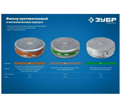 ЗУБР профессиональный фильтр противогазовый для РПГ-67 К1 11143 Профессионал