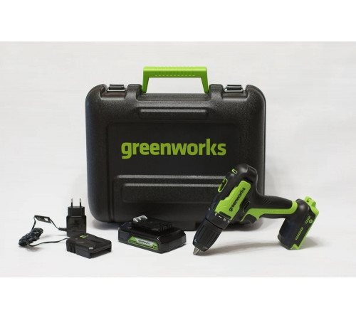 Аккумуляторная дрель-шуруповерт GreenWorks GD24DD35K2 3704007UA