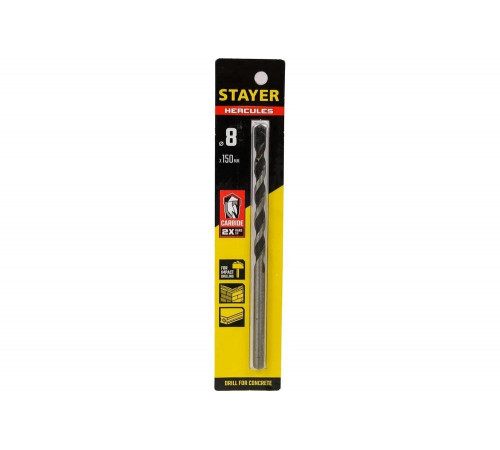 STAYER 8 x 150 мм, сверло по бетону HERCULES 2915-150-08_z01 PROFESSIONAL STAYER 8 x 150 мм, сверло по бетону HERCULES 2915-150-08_z01 PROFESSIONAL