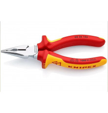 Комбинированные остроконечные плоскогубцы KNIPEX с удлинёнными губками VDE, 145 мм, хром, 2-комп ручки, SB KN-0826145SB