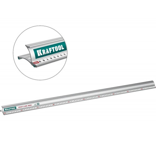 Усиленная алюминиевая линейка KRAFTOOL Kraft-line 1.0 м со стальной направляющей 34275-100 Усиленная алюминиевая линейка KRAFTOOL Kraft-line 1.0 м со стальной направляющей 34275-100
