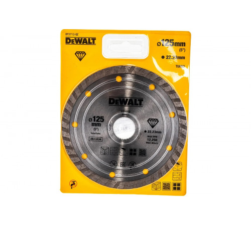 Диск алмазный отрезной Turbo (125х22.2 мм) для УШМ DEWALT DT 3712