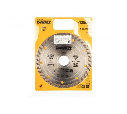 Диск алмазный отрезной Turbo (125х22.2 мм) для УШМ DEWALT DT 3712