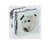 1-местная розетка IEK Brite с заземлением с защитными шторками 16а с usb a+c 18вт рюш11-1-брж жемчуг BR-R14-16-U22-018-K36
