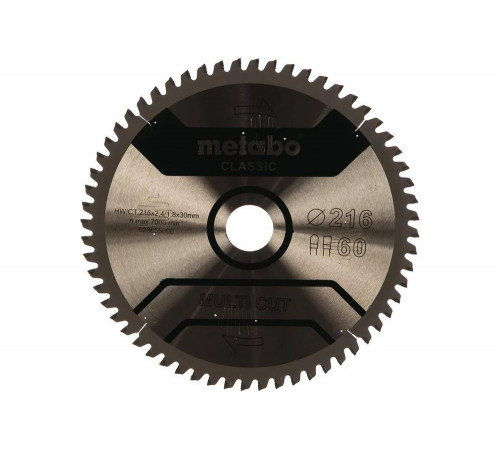 Диск пильный Multi Cut Classic (216x30 мм; 60Z; FZ/TZ 5neg; блистер) Metabo 628655000 Диск пильный Multi Cut Classic (216x30 мм; 60Z; FZ/TZ 5neg; блистер) Metabo 628655000