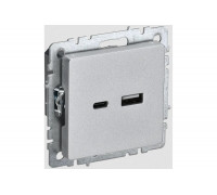 Розетка USB IEK Brite a+c 18вт рю11-1-бра алюминий BR-U22-018-K47