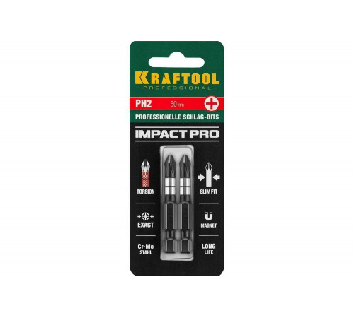 KRAFTOOL  Impact Pro PH 2, 50 мм, 2 шт, Ударные биты (26191-2-50-S2)