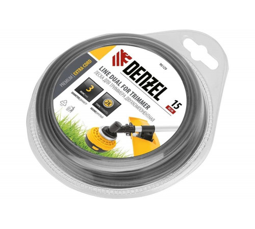 Леска двухкомпонентная EXTRA CORD (15 м; круг; 3 мм) для триммера DENZEL 96129