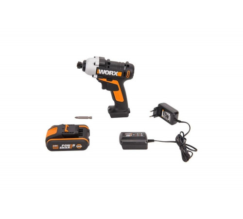 Аккумуляторный винтоверт WORX Impact 20 В, 1x2 Ач, кейс WX290.1